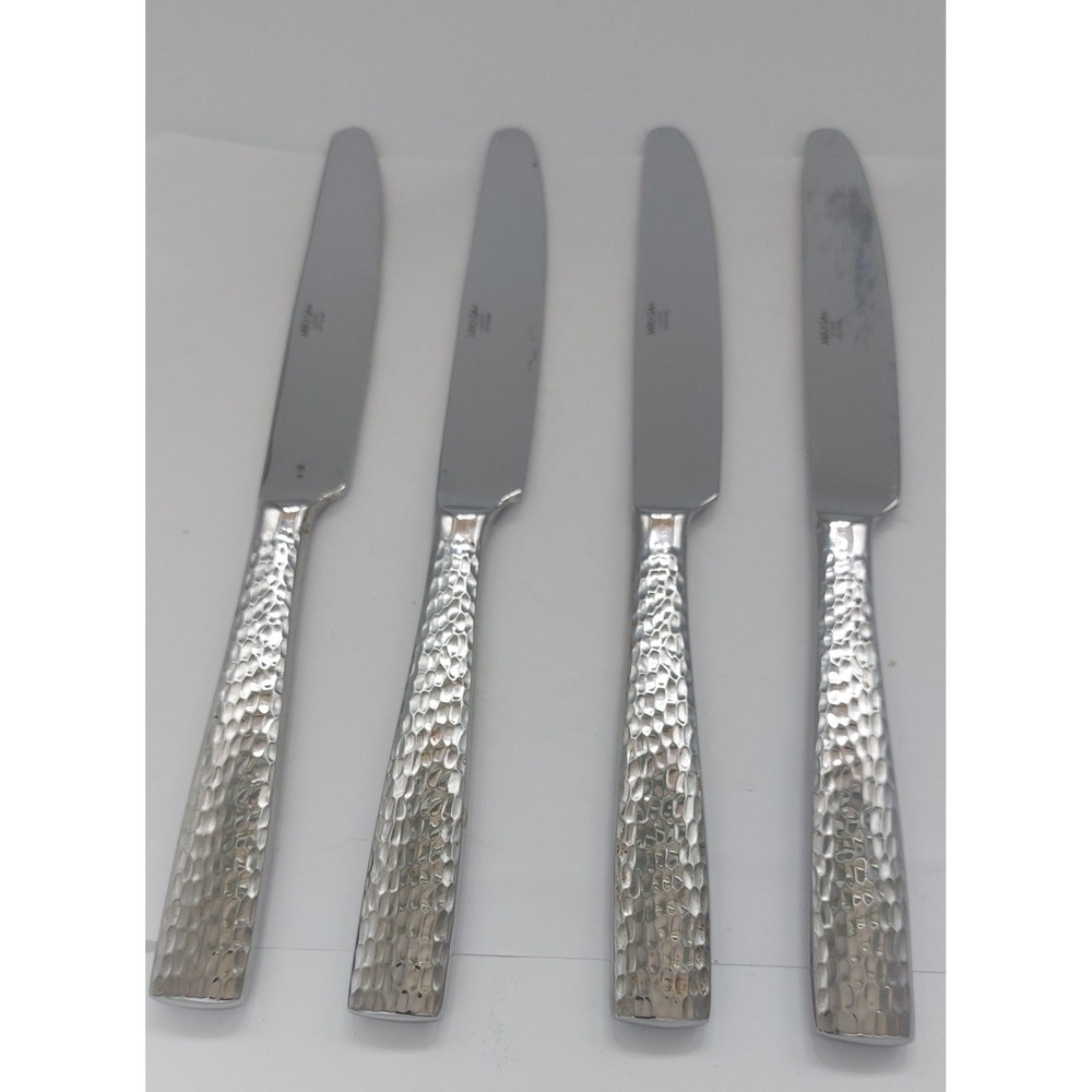Mikasa Lot Of Four 9 Inch Dinner Knives OLIVER Hammered 18/10 Stainless Flatware